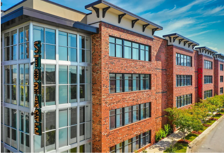 Aerial view of commercial property